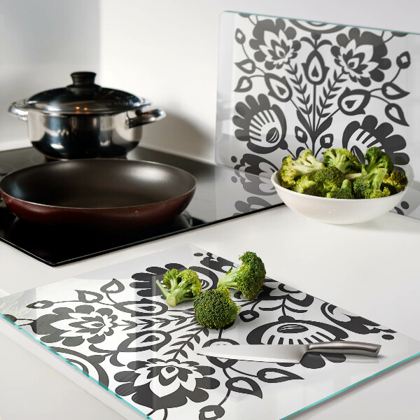 Schneidebrett glas Blumenmotiv im Volksstil