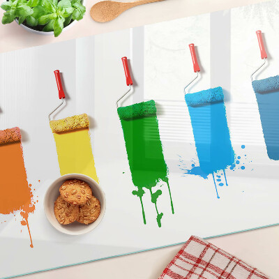 Schneidebrett glas Ein Regenbogen an Farben in Pinseln