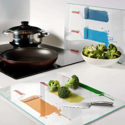 Schneidebrett glas Ein Regenbogen an Farben in Pinseln