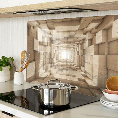 Schneidebrett mit Intarsien im Inneren des Holztunnels