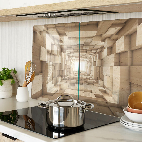 Schneidebrett mit Intarsien im Inneren des Holztunnels