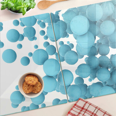 Schneidebrett Glas mit blasenförmigem Muster in Blautönen