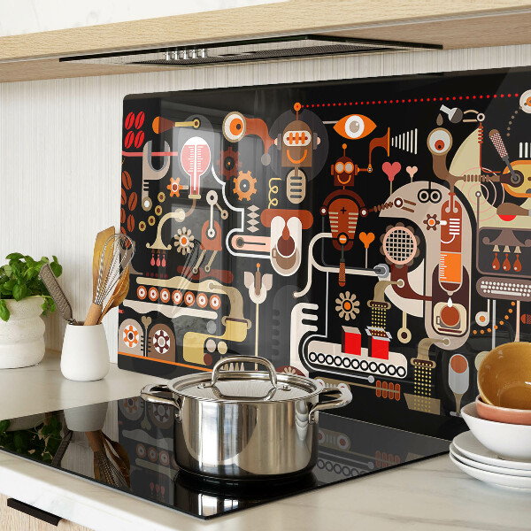 Schneidebrett mit abstraktem Muster und Pflanzenmotiven