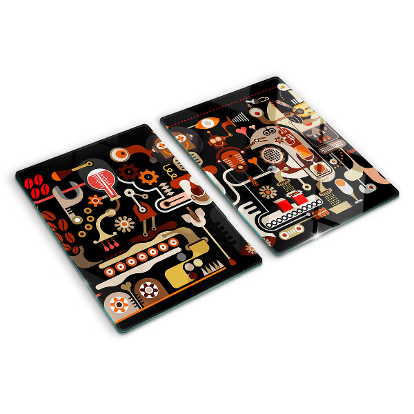 Schneidebrett mit abstraktem Muster und Pflanzenmotiven