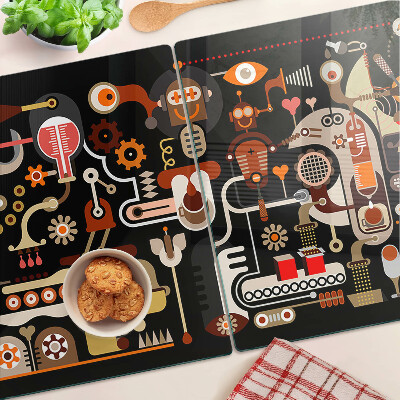 Schneidebrett mit abstraktem Muster und Pflanzenmotiven