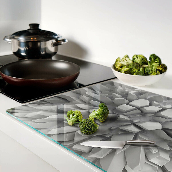 Schneidebrett Glas mit kristallinen Strukturen in Grautönen