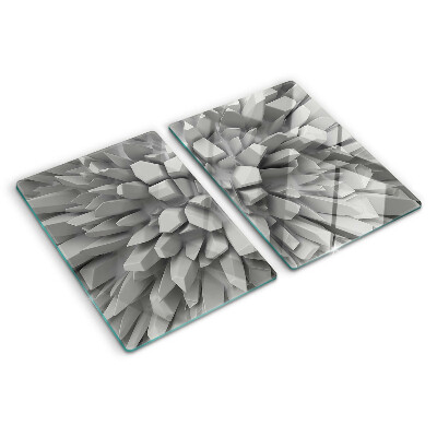 Schneidebrett Glas mit kristallinen Strukturen in Grautönen