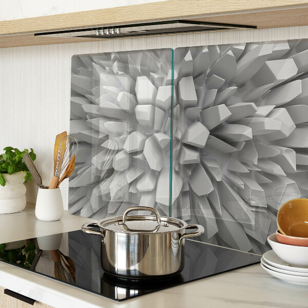 Schneidebrett Glas mit kristallinen Strukturen in Grautönen