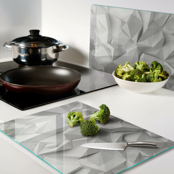 Glas-Schneidebrett mit abstraktem 3D-Muster in Grautönen
