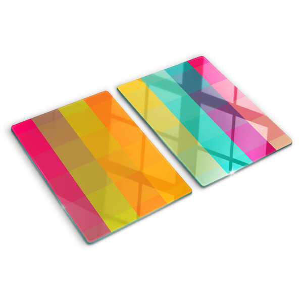 Schneidebrett mit farbenfrohem geometrischem Muster und Farbverlauf