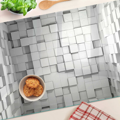 Schneidebrett Glas mit grau-weißem Mosaikmuster