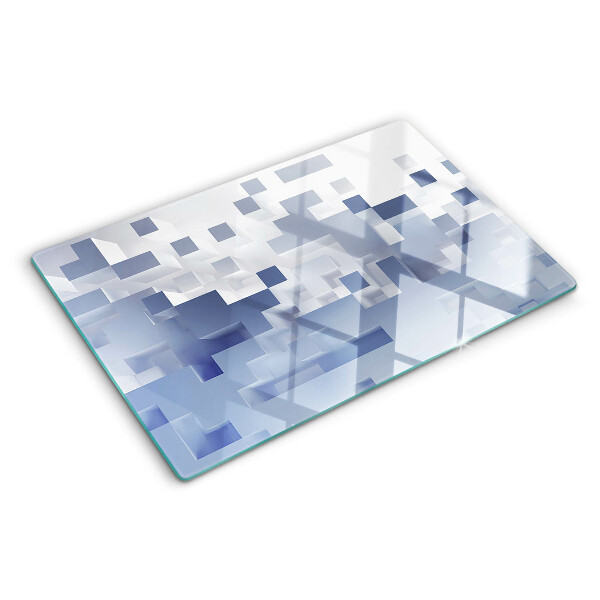 Schneidebrett mit geometrischem Muster in Blautönen