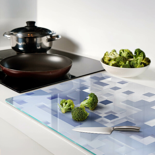 Schneidebrett mit geometrischem Muster in Blautönen