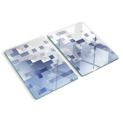 Schneidebrett mit geometrischem Muster in Blautönen