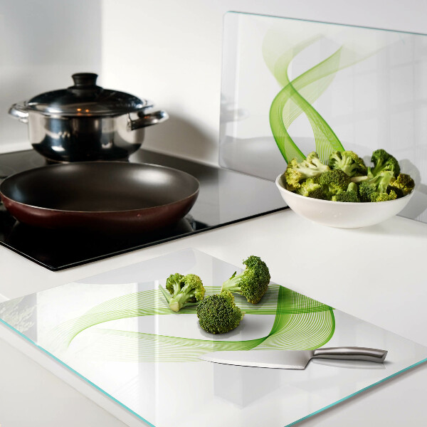 Schneidebrett glas Wellen in Grüntönen
