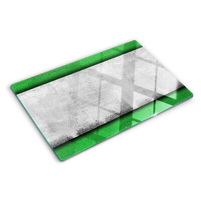 Glas-Schneidebrett mit grün-grauem Linienmuster