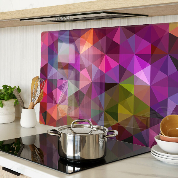 Schneidebrett Glas mit geometrischem Muster in Rosa- und Lilatönen