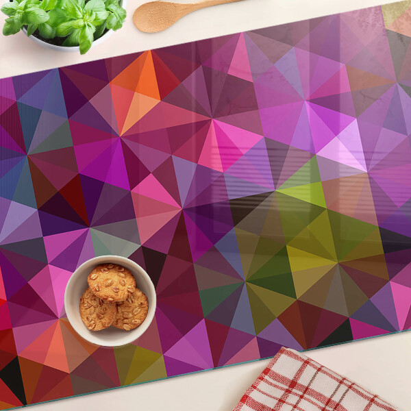 Schneidebrett Glas mit geometrischem Muster in Rosa- und Lilatönen