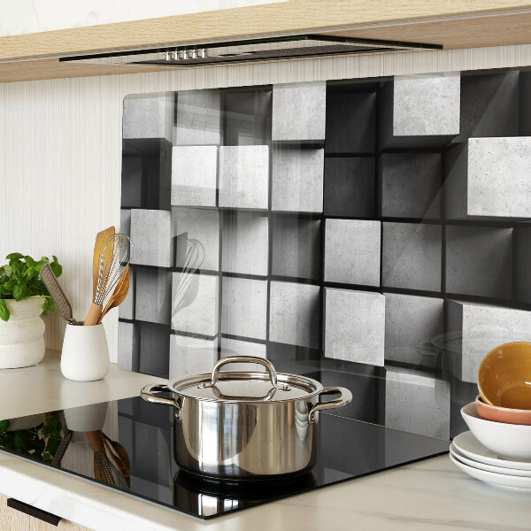 Glas-Schneidebrett mit geometrischem Muster in Grautönen