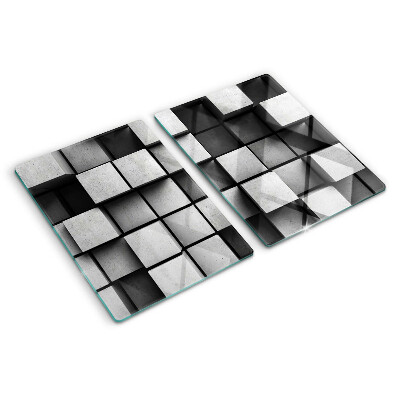 Glas-Schneidebrett mit geometrischem Muster in Grautönen