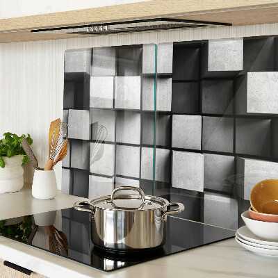 Glas-Schneidebrett mit geometrischem Muster in Grautönen