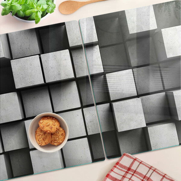 Glas-Schneidebrett mit geometrischem Muster in Grautönen