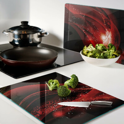 Schneidebrett mit rotem Wellenmuster und Lichteffekt