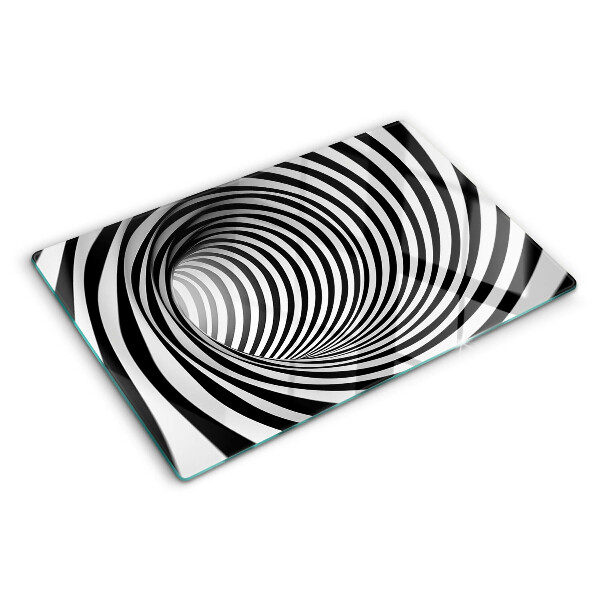 Schneidebrett glas Spiralmuster in Schwarz- und Weißtönen