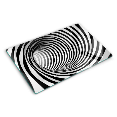 Schneidebrett Glas mit Spiralmuster in Schwarz- und Weißtönen