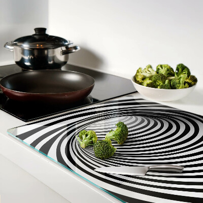 Schneidebrett glas Spiralmuster in Schwarz- und Weißtönen