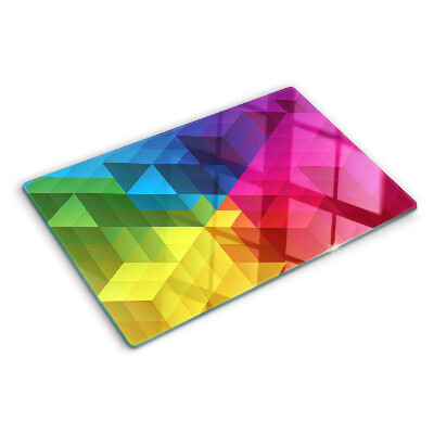 Glas-Schneidebrett mit farbenfrohem geometrischem Dreiecksdesign
