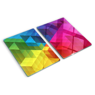 Glas-Schneidebrett mit farbenfrohem geometrischem Dreiecksdesign