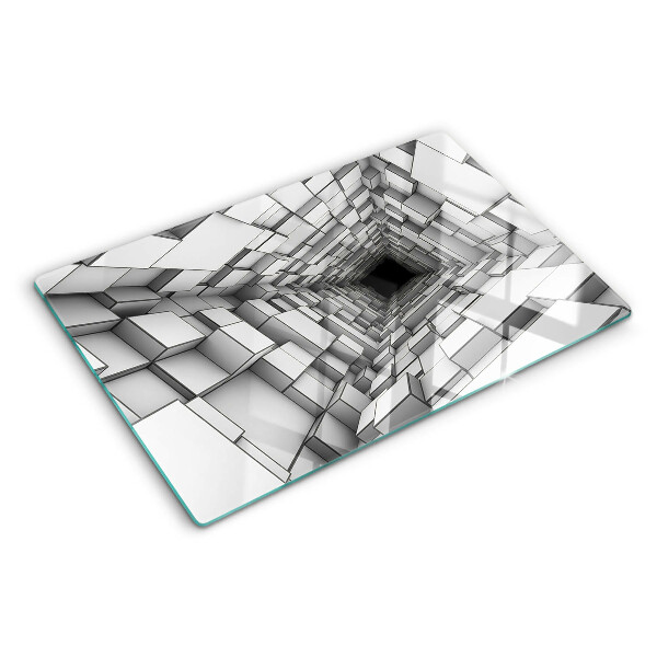 Schneidebrett Glas mit 3D-Würfellabyrinth