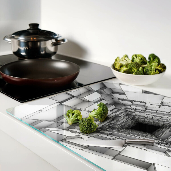 Schneidebrett Glas mit 3D-Würfellabyrinth