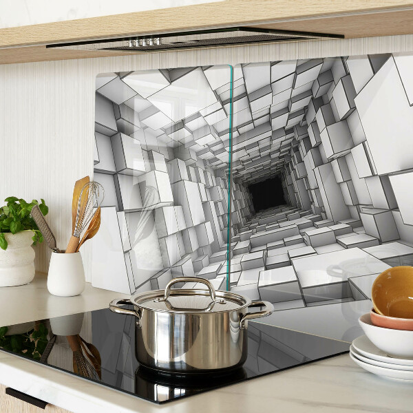 Schneidebrett Glas mit 3D-Würfellabyrinth