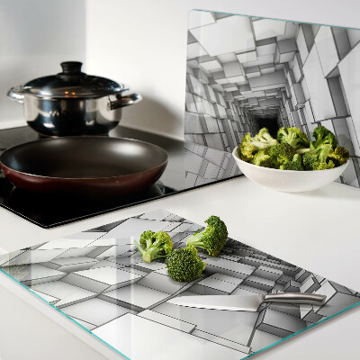 Schneidebrett Glas mit 3D-Würfellabyrinth