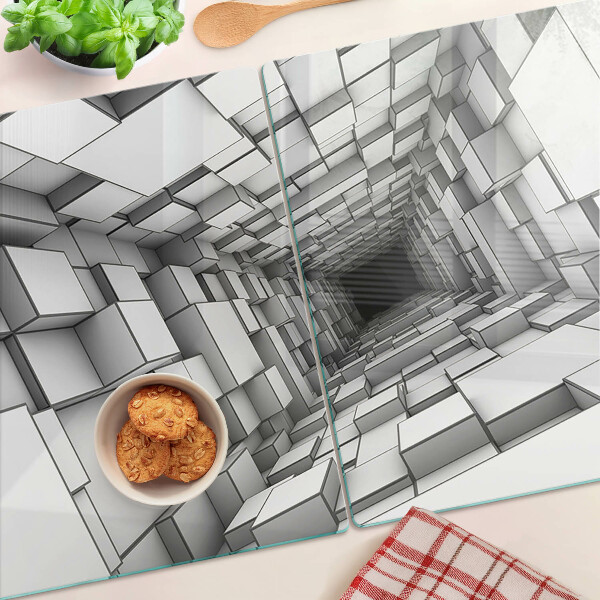 Schneidebrett Glas mit 3D-Würfellabyrinth