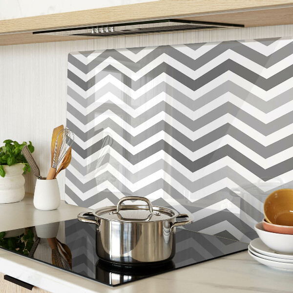 Schneidebrett glas Zickzackmuster in Grautönen