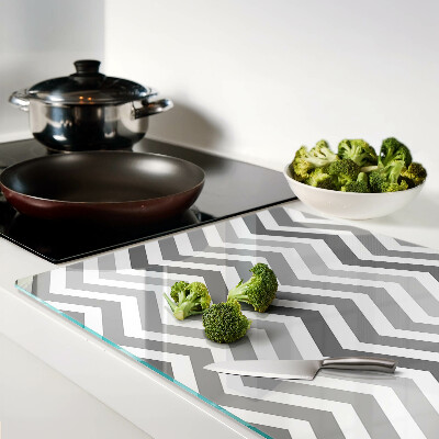 Schneidebrett Glas mit Zickzackmuster in Grautönen