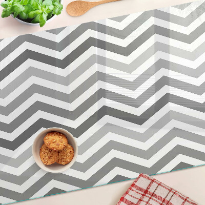 Schneidebrett Glas mit Zickzackmuster in Grautönen