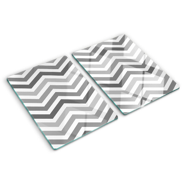 Schneidebrett glas Zickzackmuster in Grautönen