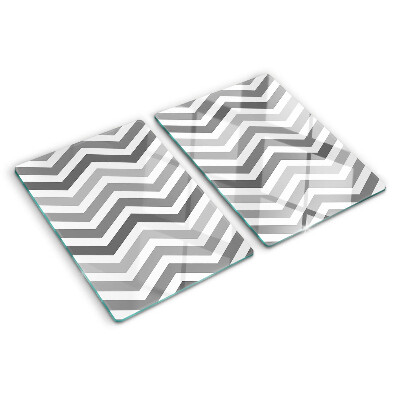 Schneidebrett glas Zickzackmuster in Grautönen