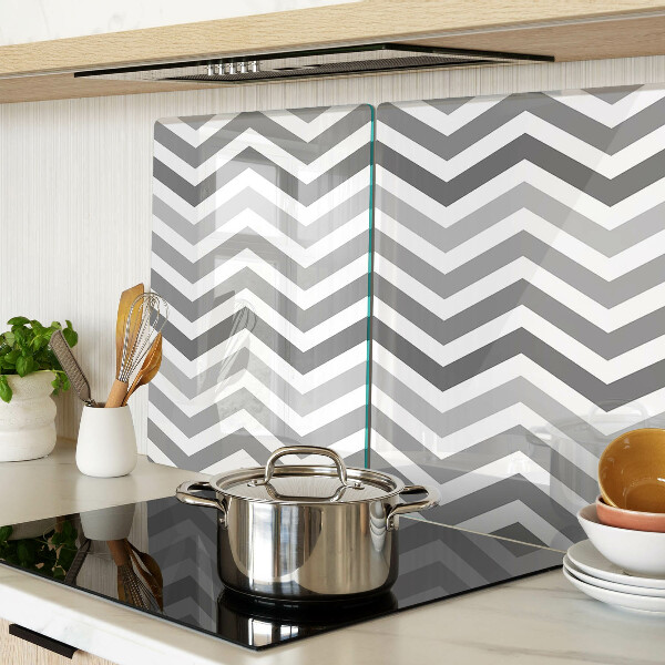 Schneidebrett Glas mit Zickzackmuster in Grautönen