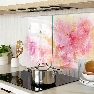 Schneidebrett mit Blumen-Aquarellmotiven in Pastellfarben