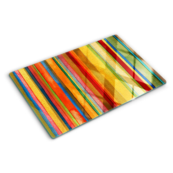 Schneidebrett Glas mit bunten abstrakten Streifen