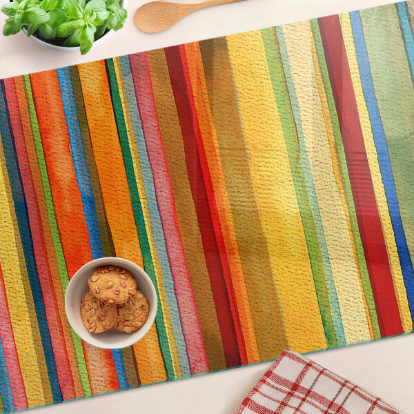 Schneidebrett Glas mit bunten abstrakten Streifen