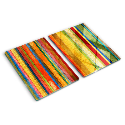 Schneidebrett Glas mit bunten abstrakten Streifen