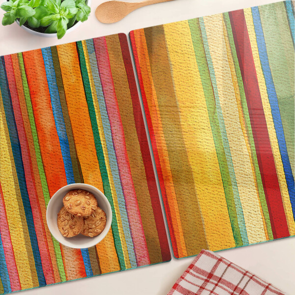 Schneidebrett Glas mit bunten abstrakten Streifen