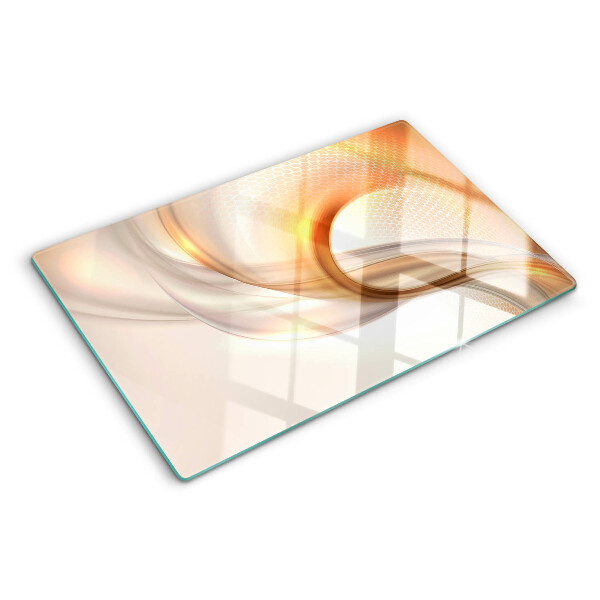 Glas Schneidebrett mit Lichtwellen in Goldtönen