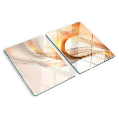 Glas Schneidebrett mit Lichtwellen in Goldtönen